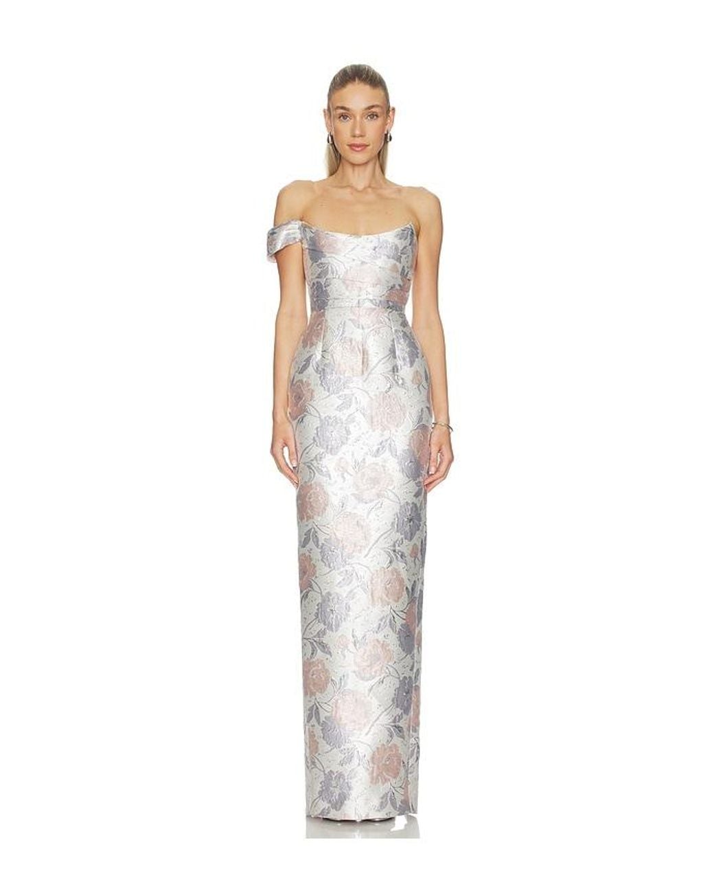 SAU LEE White Jackson Brocade Gown