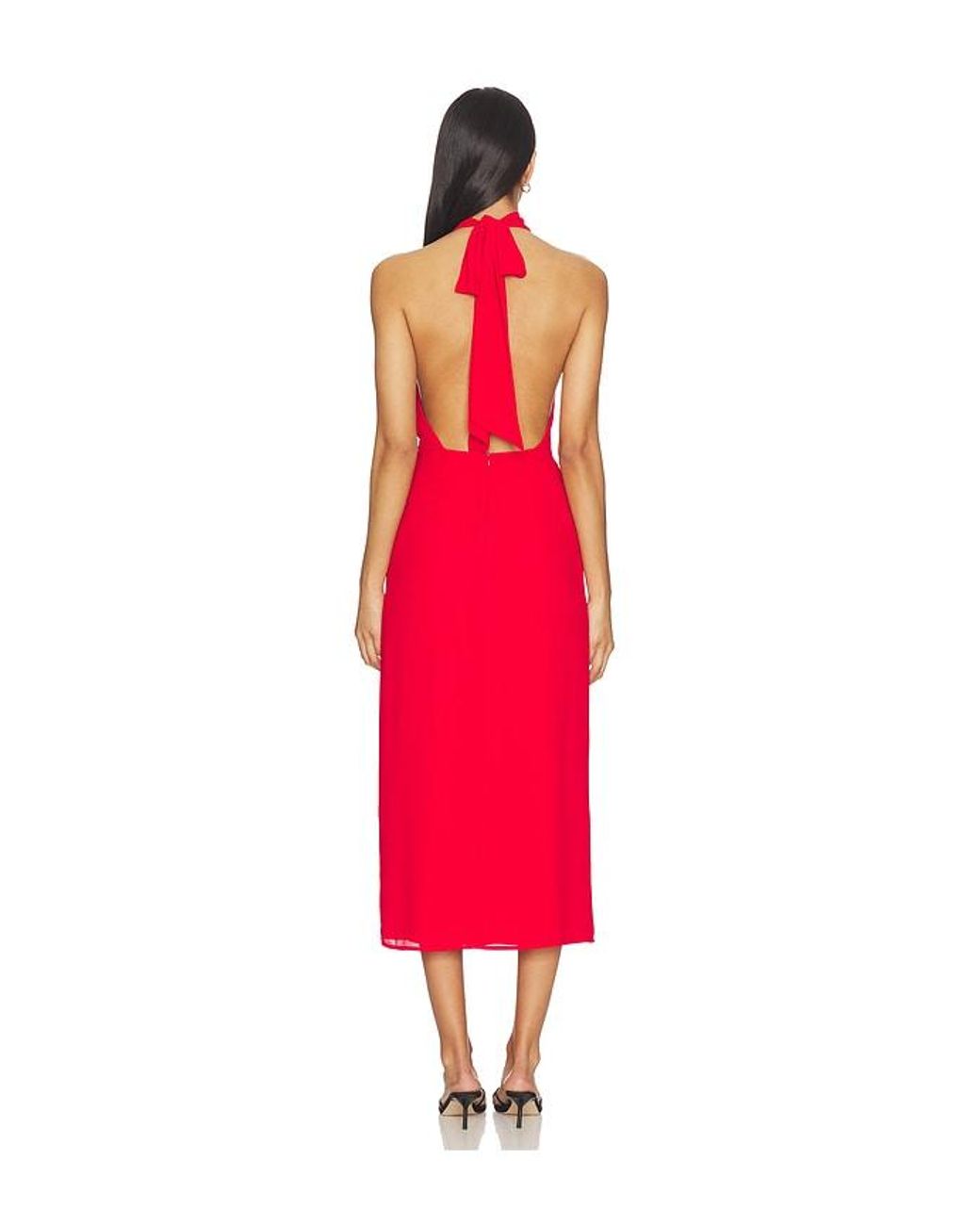 MORE TO COME Red Ria Halter Midi Dress