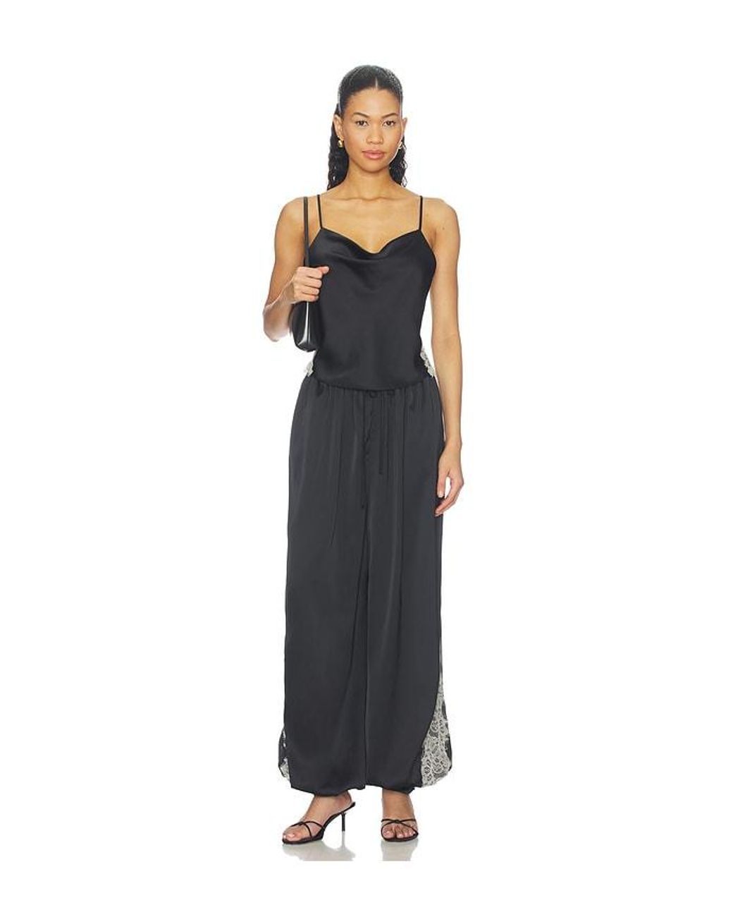 Cinq À Sept Black Esme Satin Lace Petit Marta Cami