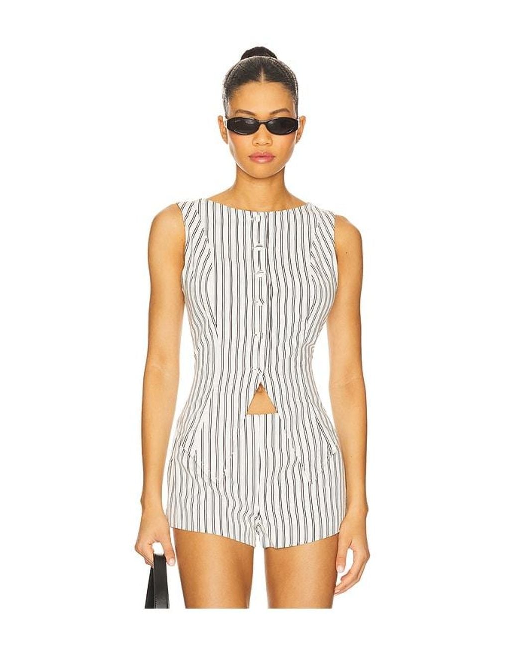 ALL THE WAYS White Alerie Button Front Top