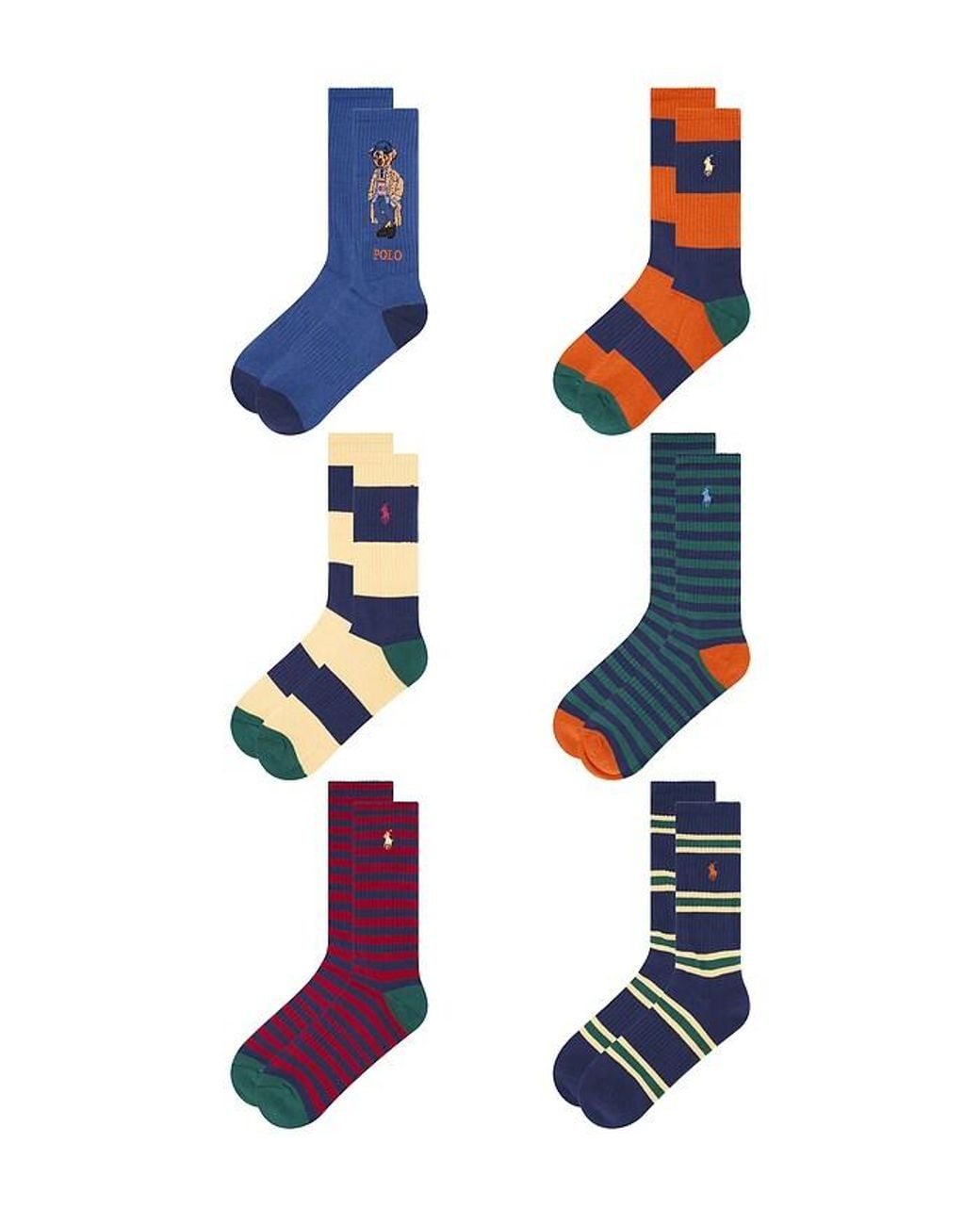 Polo Ralph Lauren Blue Litchfield Bear Socks 6-Pack for men