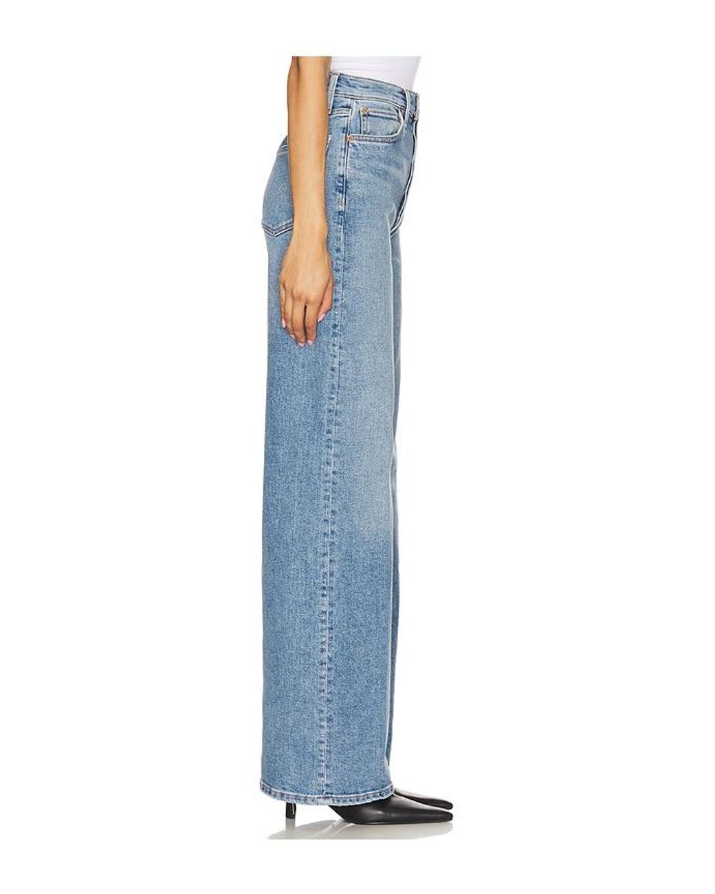 Re/done Blue 70S Ultra High Rise Wide Leg Jeans