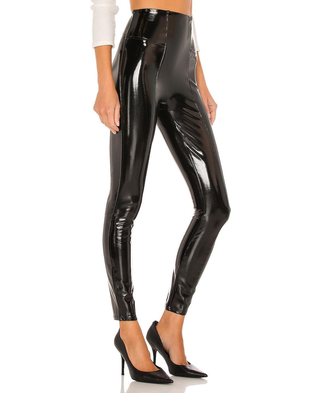 Slacks and Chinos Leggings Spanx Faux Patent Leather Leggings in Black Womens Clothing Trousers 