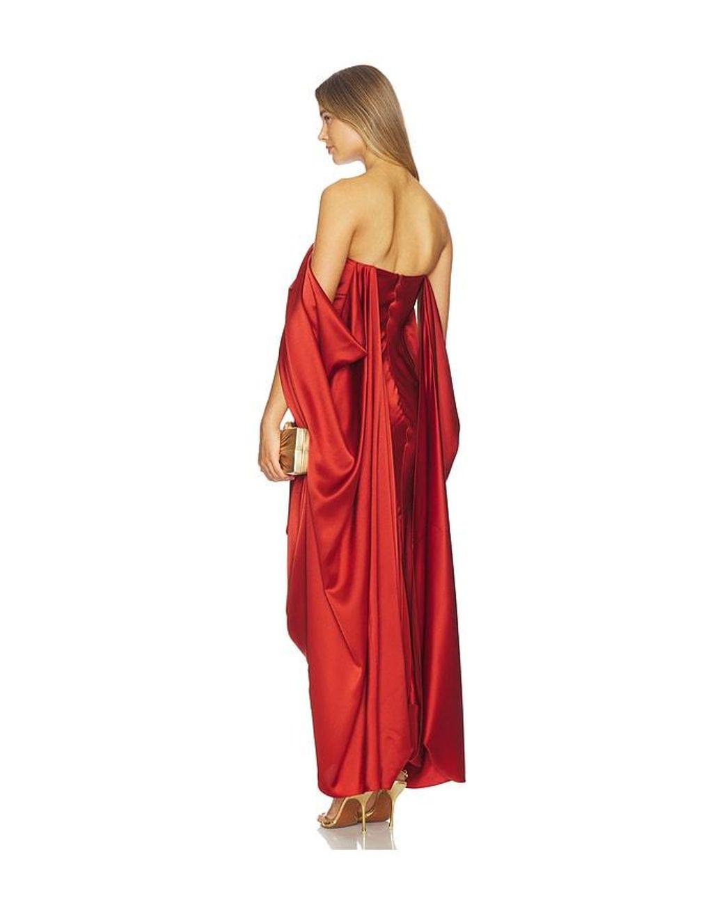 Alejandra Alonso Rojas Red Draped Overlay Gown
