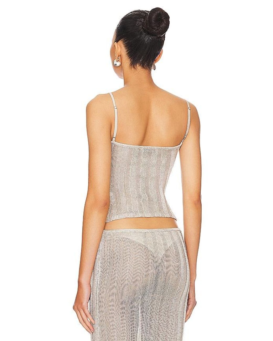 GUIZIO White Slinky Rib Knit Tank