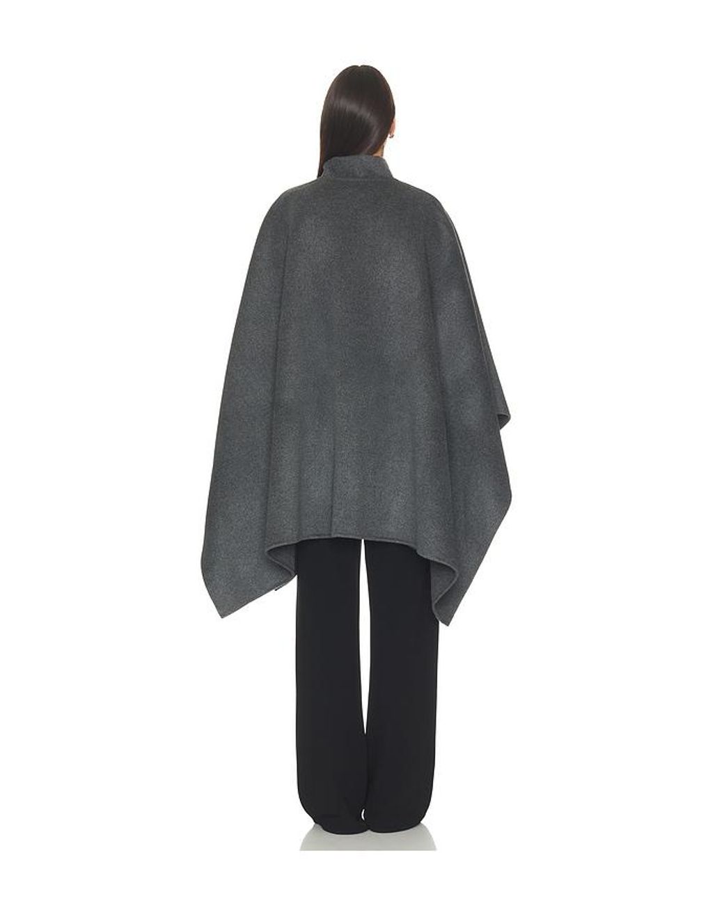 Rohe Black Double Faced Wool Pankou Closure Poncho