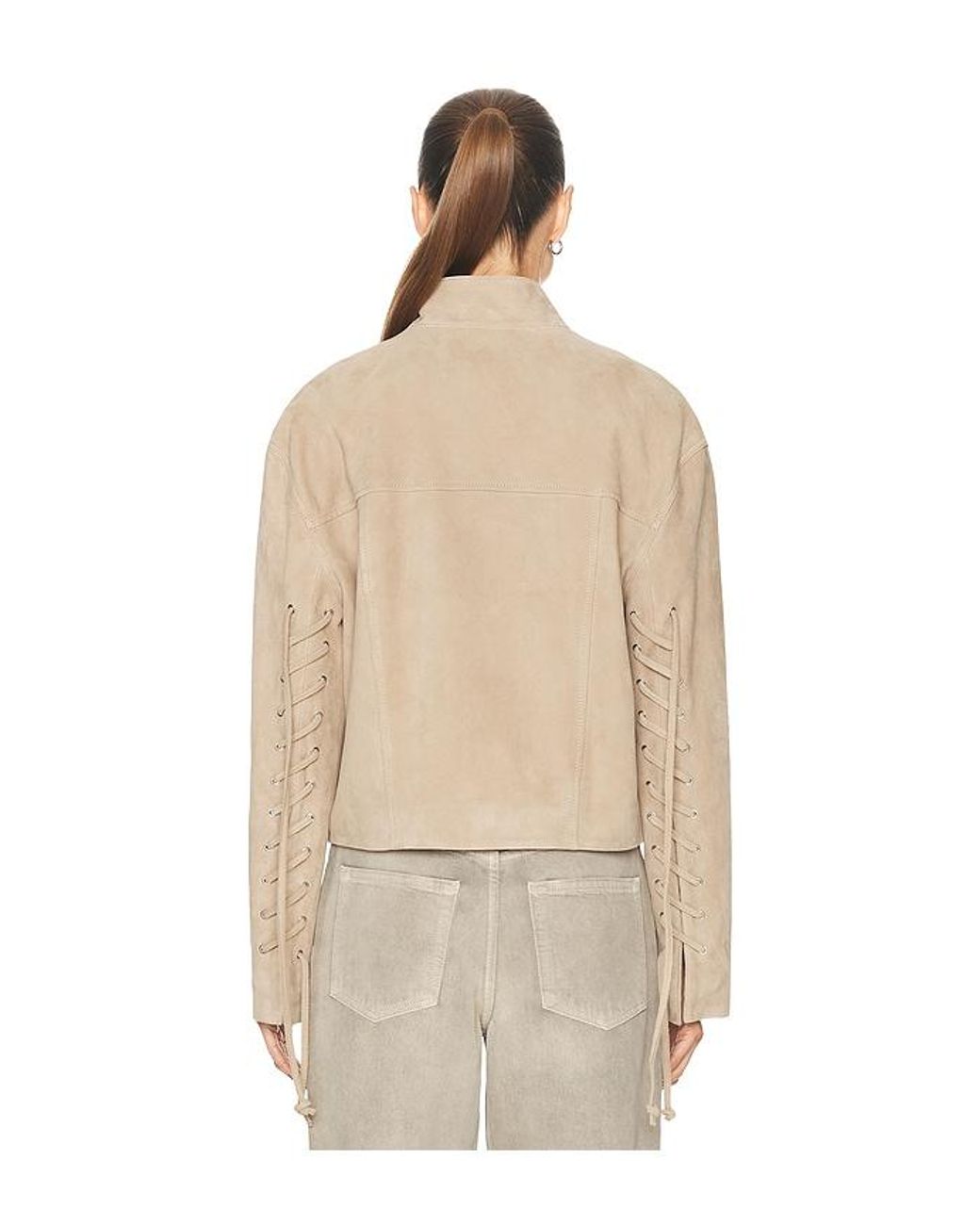 GRLFRND Natural Annika Suede Lace Up Jacket