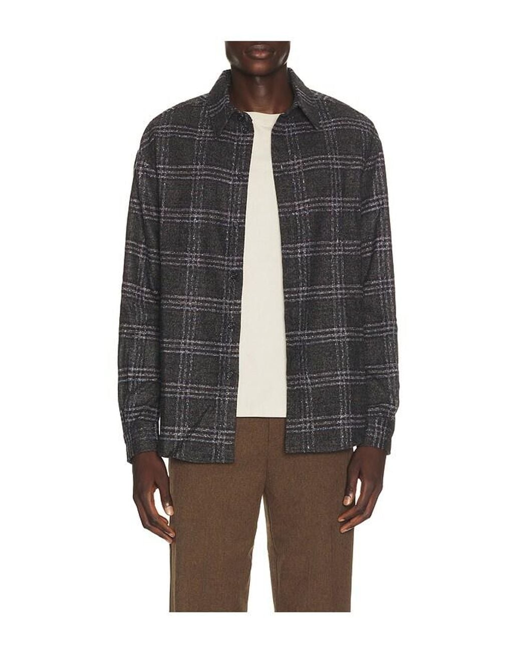 KROST Black Eco Long Plaid Shirt for men