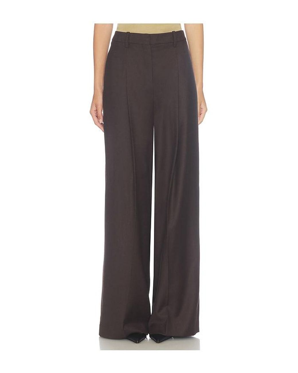 Theory Brown Wide Pleated Trouser
