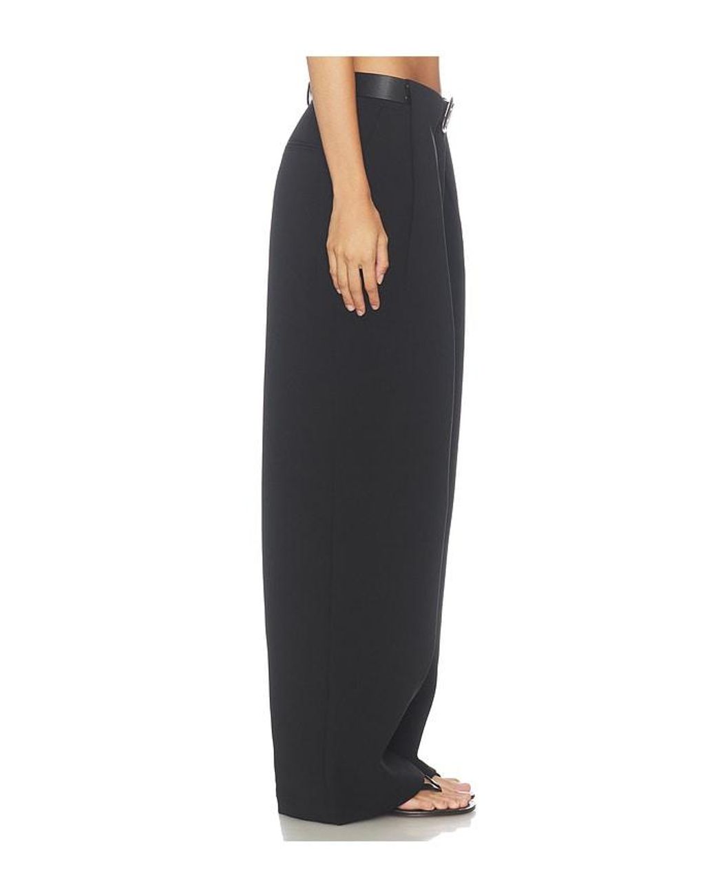 Source Unknown Black Matteo Belted Tuck Trousers