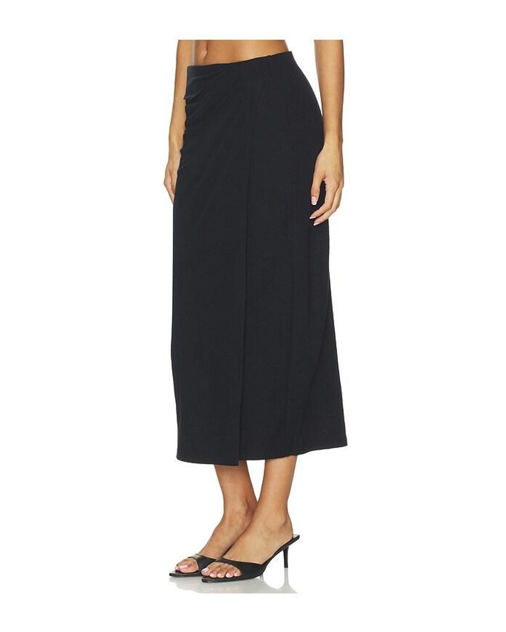 Vince Black Waist Draped Midi Skirt