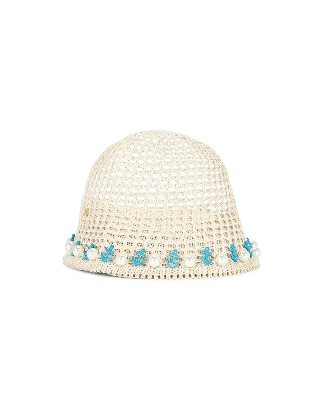 Lele Sadoughi Natural Maya Pearl Anchor Bucket Hat