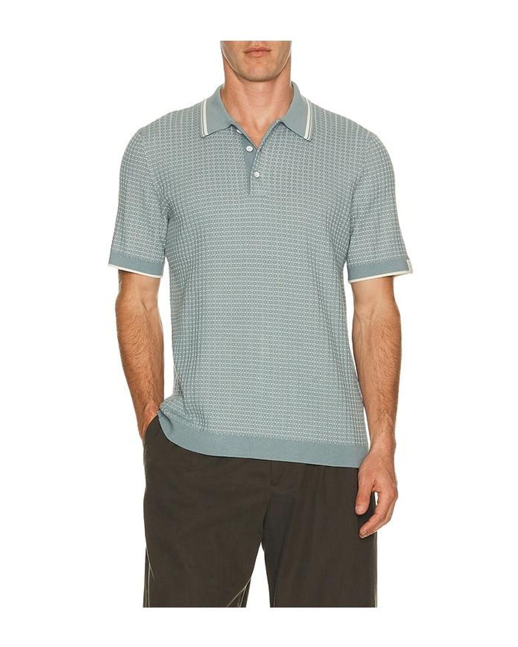 Rag & Bone Blue Harvey Rib Polo for men
