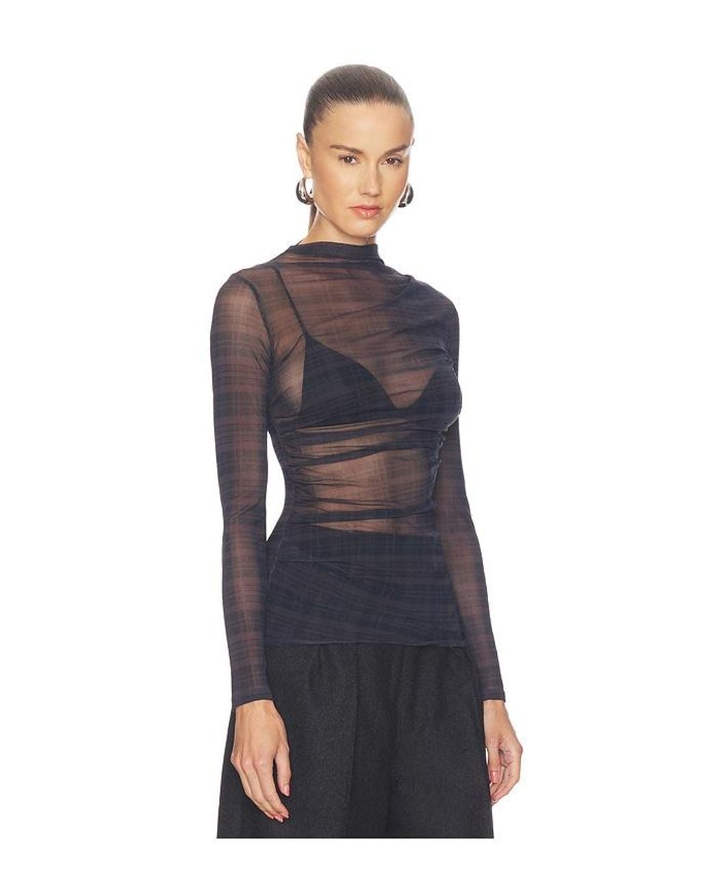 Enza Costa Multicolor Mesh Longsleeve Twist Top