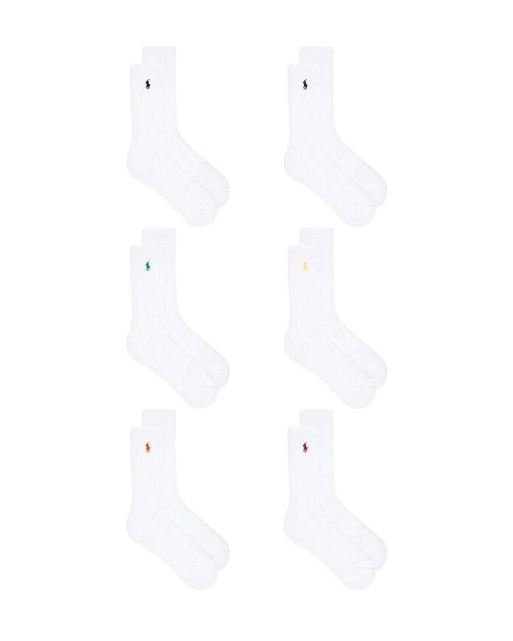 Polo Ralph Lauren White Performance Solid Socks 6-Pack for men