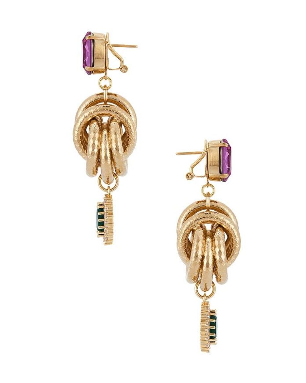 Anton Heunis Metallic Omega Clasp Knot & Charm Pendant Earrings