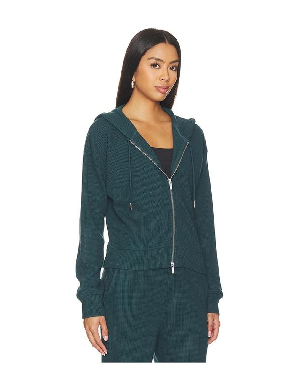 Beyond Yoga Blue Rest Day Waffle Hooded Jacket