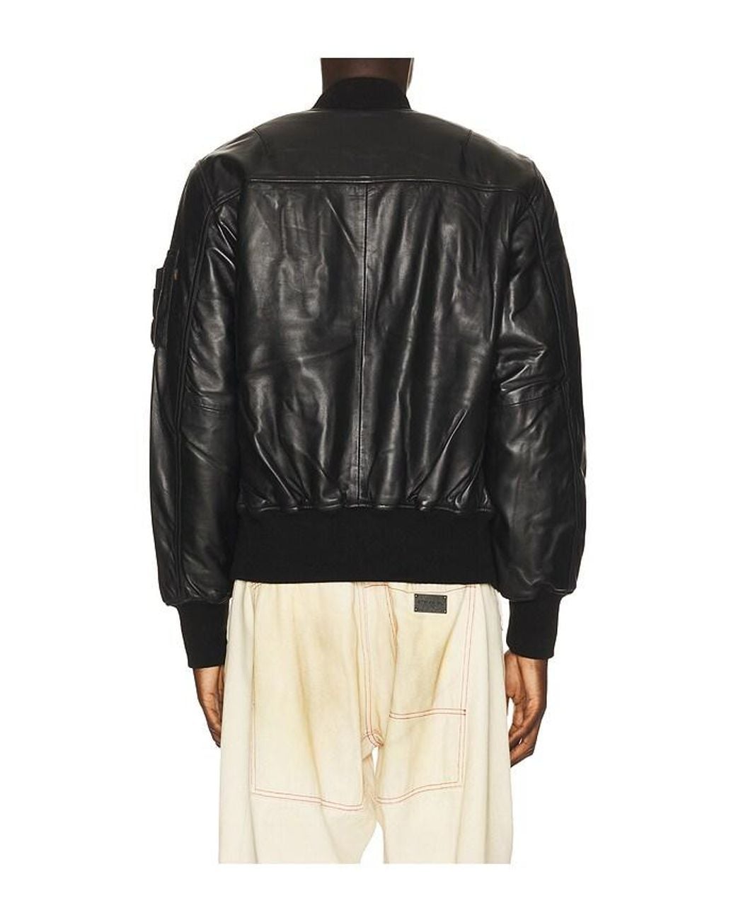 Alpha Industries Black Ma-1 Heritage Fit Leather Flight Jacket for men