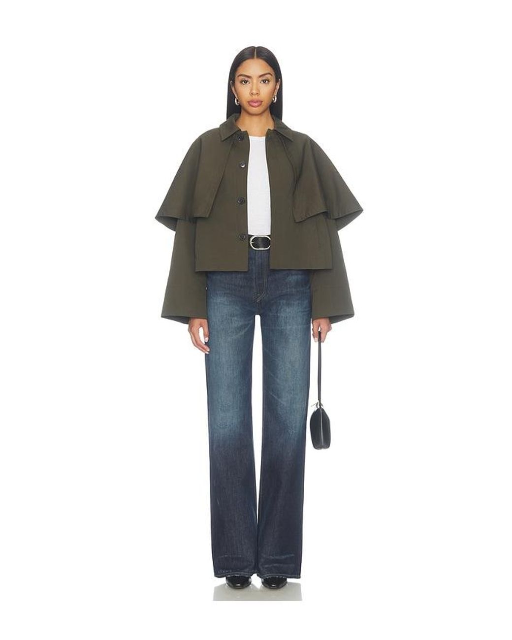 FRAME Black The Paddock Cape Jacket