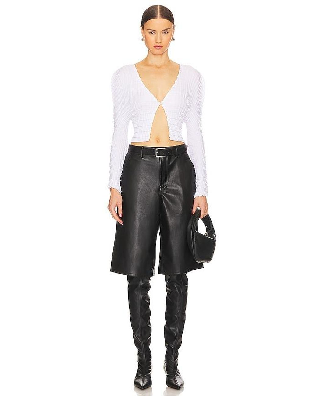Sid Neigum White Cropped Knife X Box Pleated Cardigan