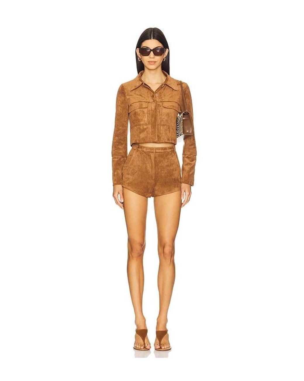 Amanda Uprichard Natural X Revolve Kelso Suede Short