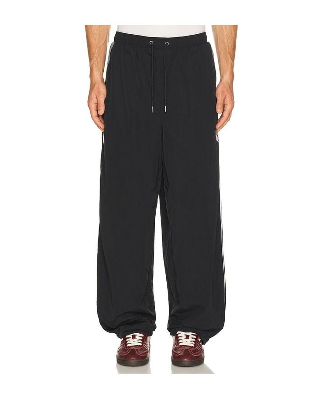 Guess Black Embroidered Nylon Track Pant for men