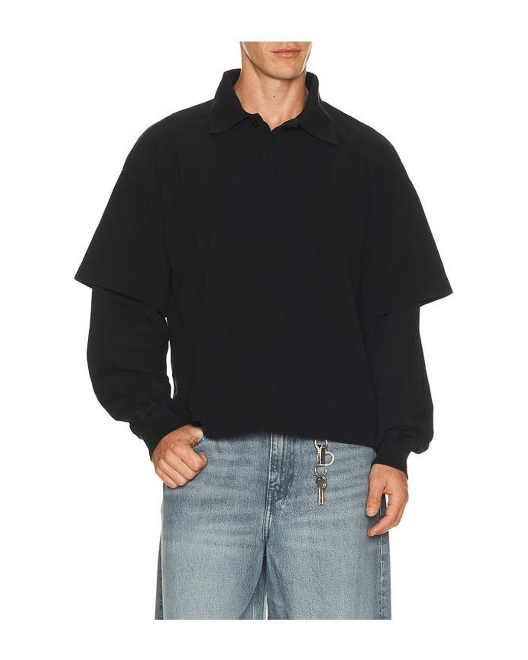 Agolde Black Curren Double Sleeve Polo for men
