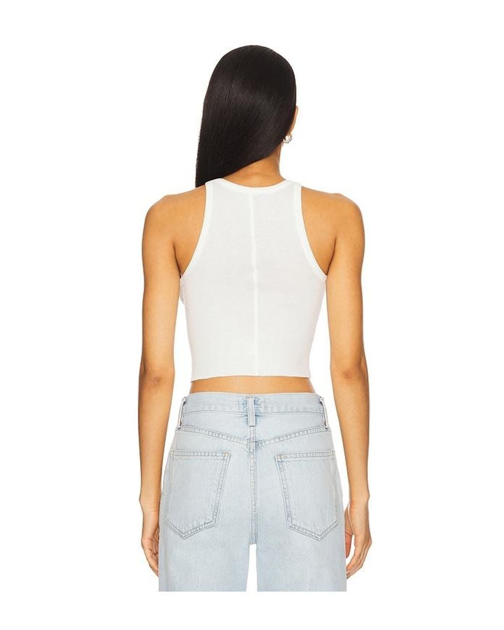 ÉTERNE Blue Cropped Rib Tank Top
