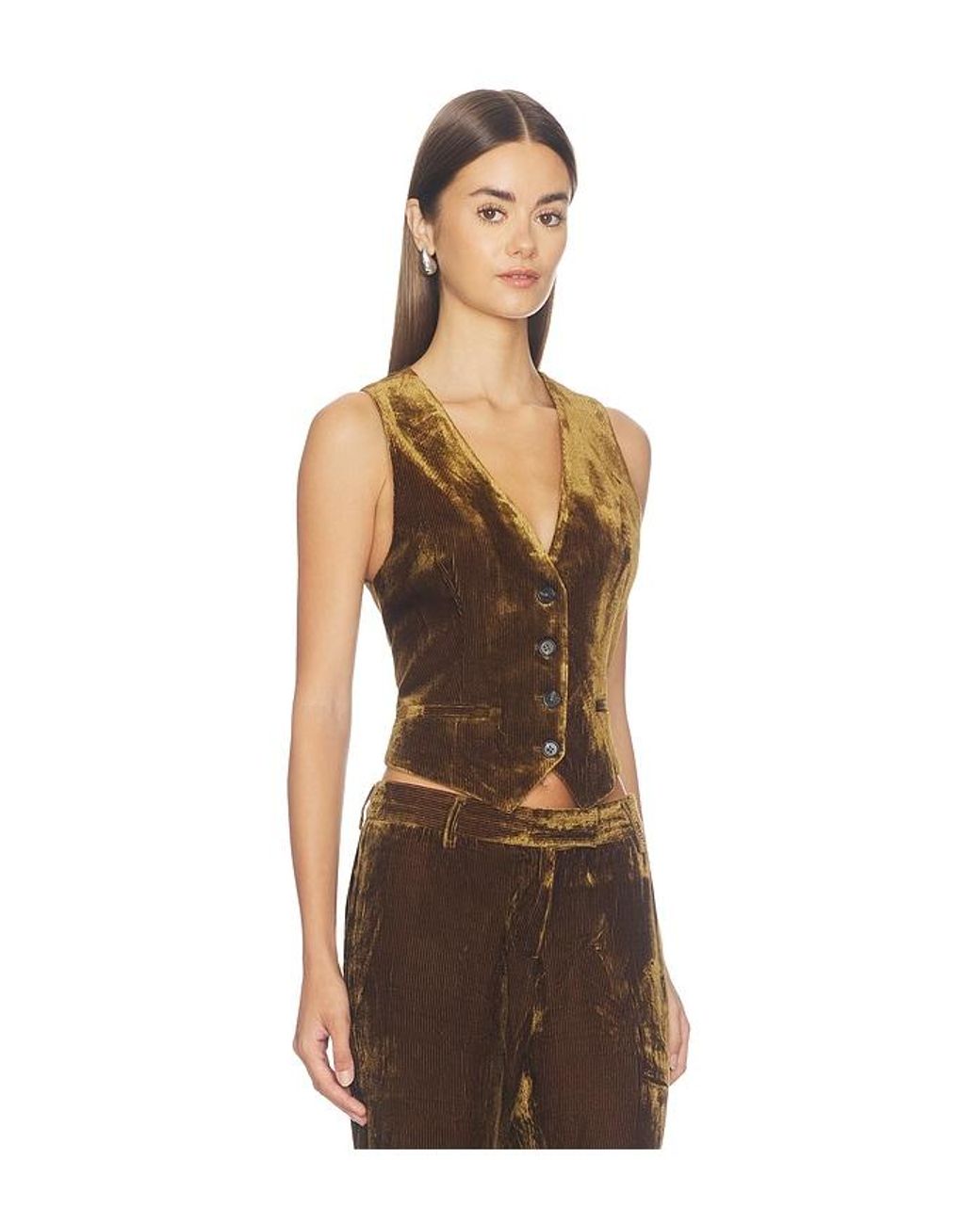 Courtney Zheng Multicolor Silk Velvet Corduroy Vest