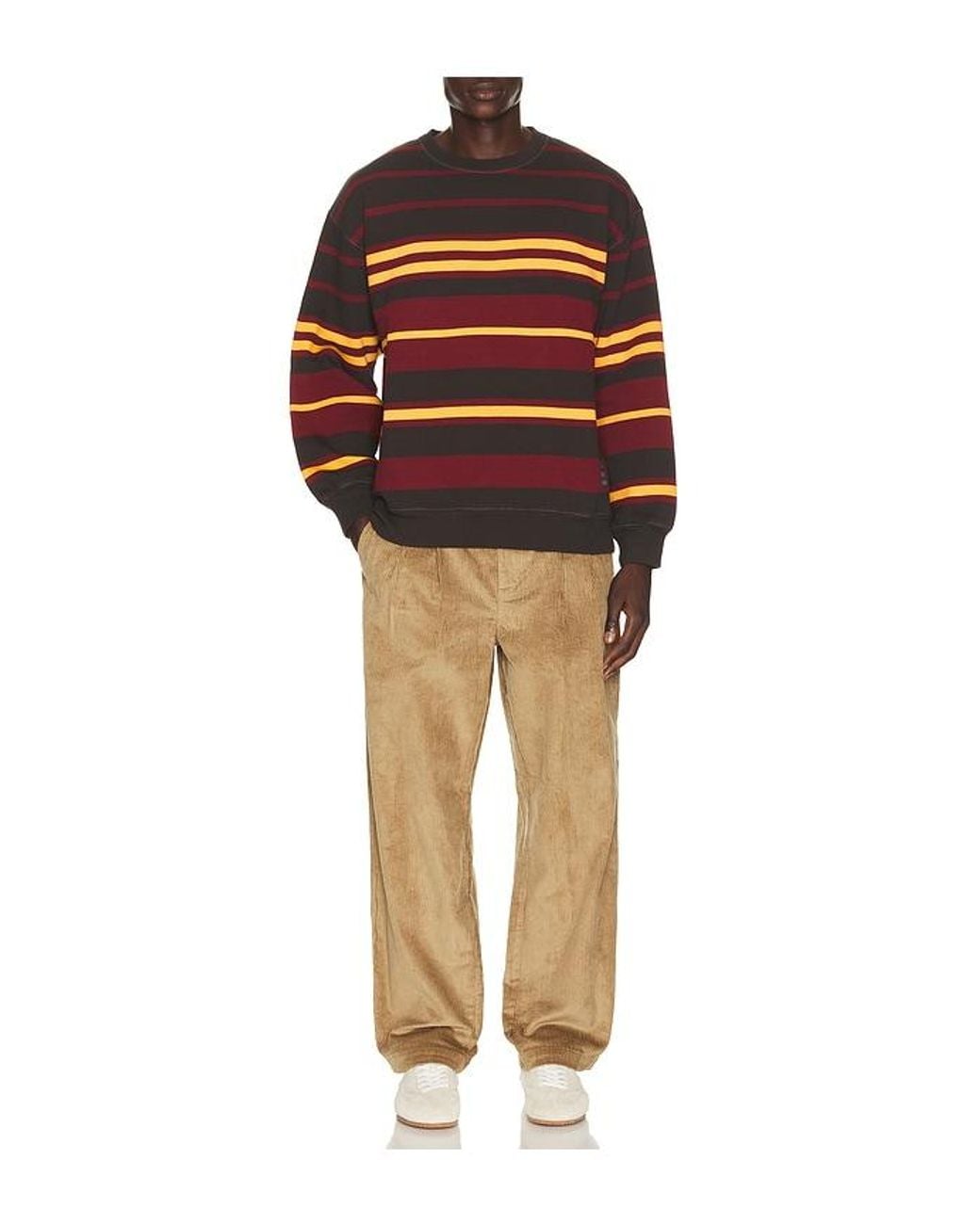 by Parra Red Sweatstriped Crew Neck Sweatshirt for men