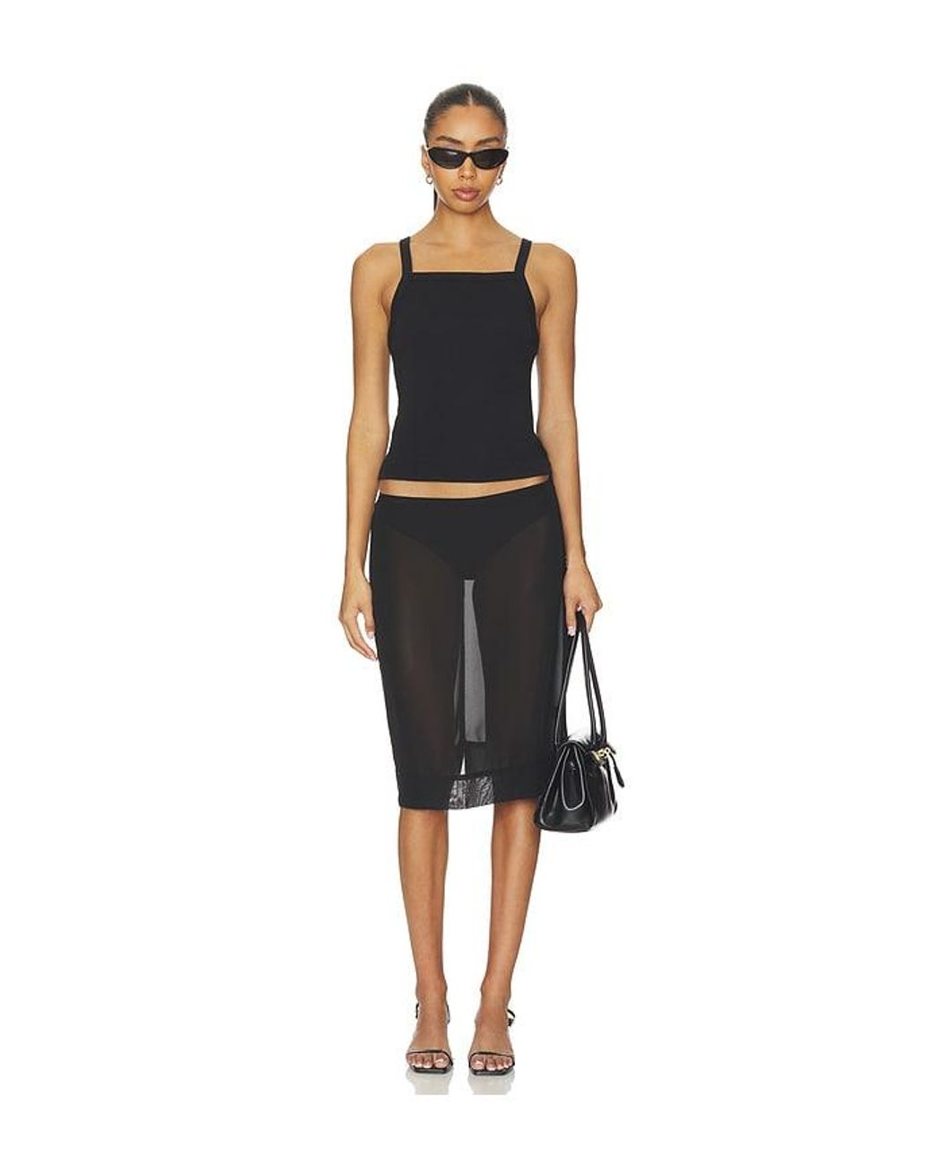 Leset Black Nando Square Neck Tank