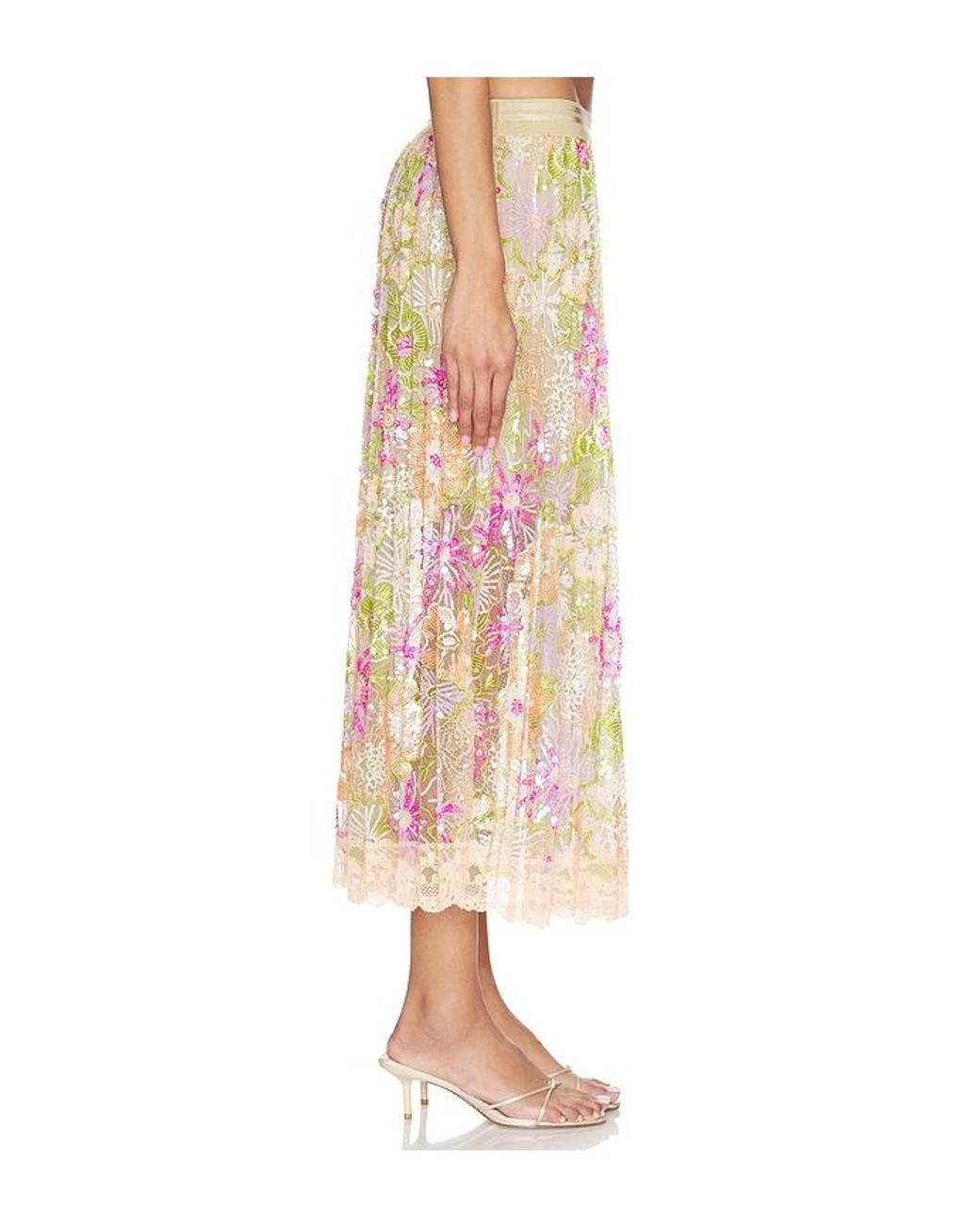 Le Superbe Multicolor Flori Culture Pleated Skirt