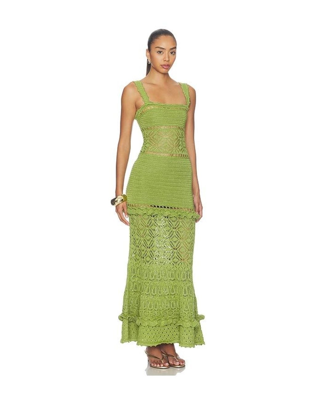 retroféte Green Winona Crochet Dress