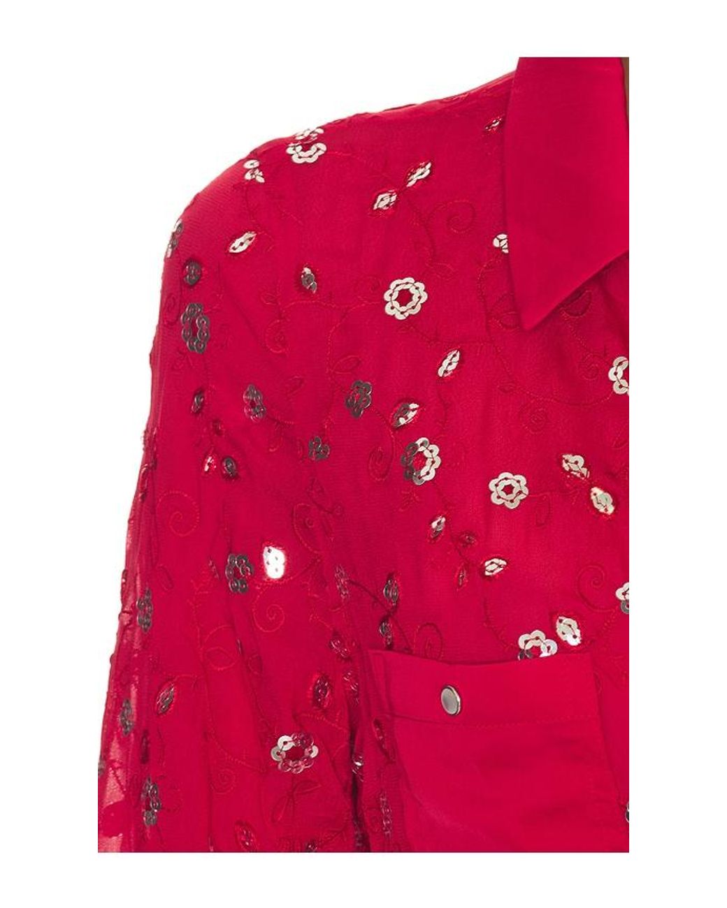 Frankie's Bikinis Red X Devon Lee Carlson Bestie Chiffon Button Down
