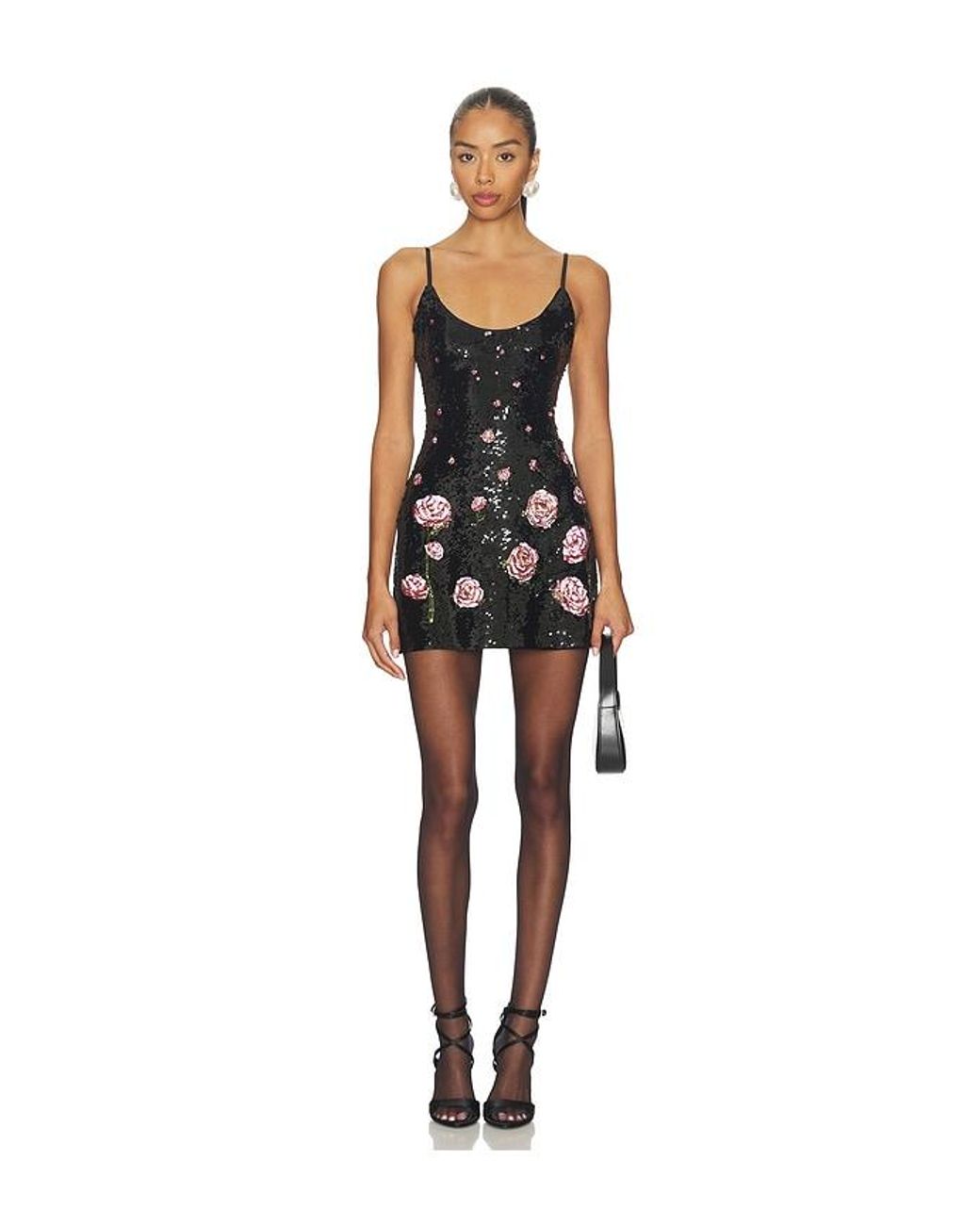 GUIZIO Black Sequin Mini Dress
