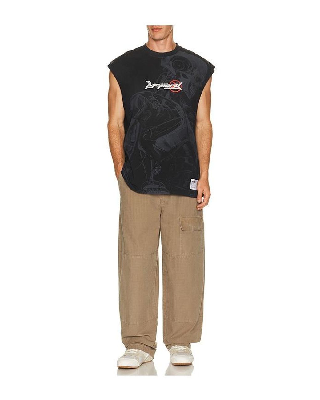 Memory Lane Black Techno Robot Sleeveless Tee for men