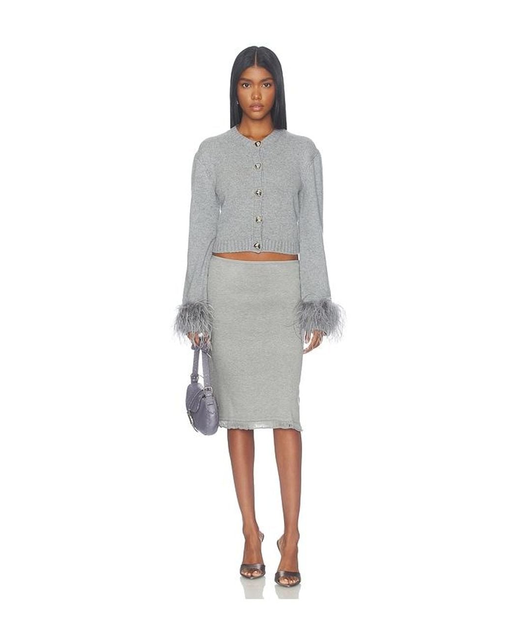 Lovers + Friends Gray Wendi Feather Cardigan