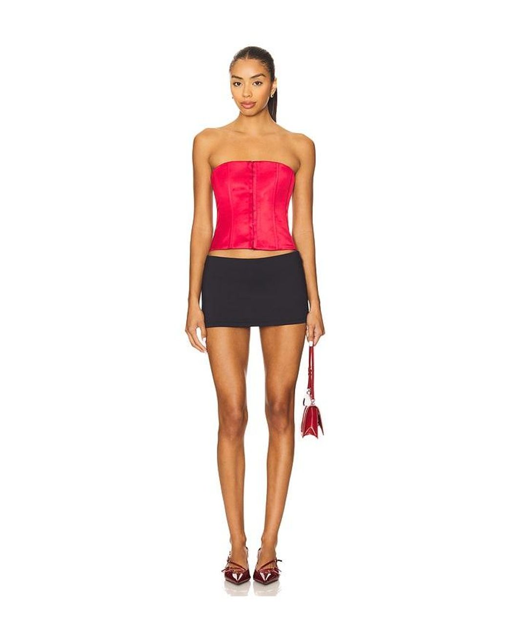 GUIZIO Red Satin Corset