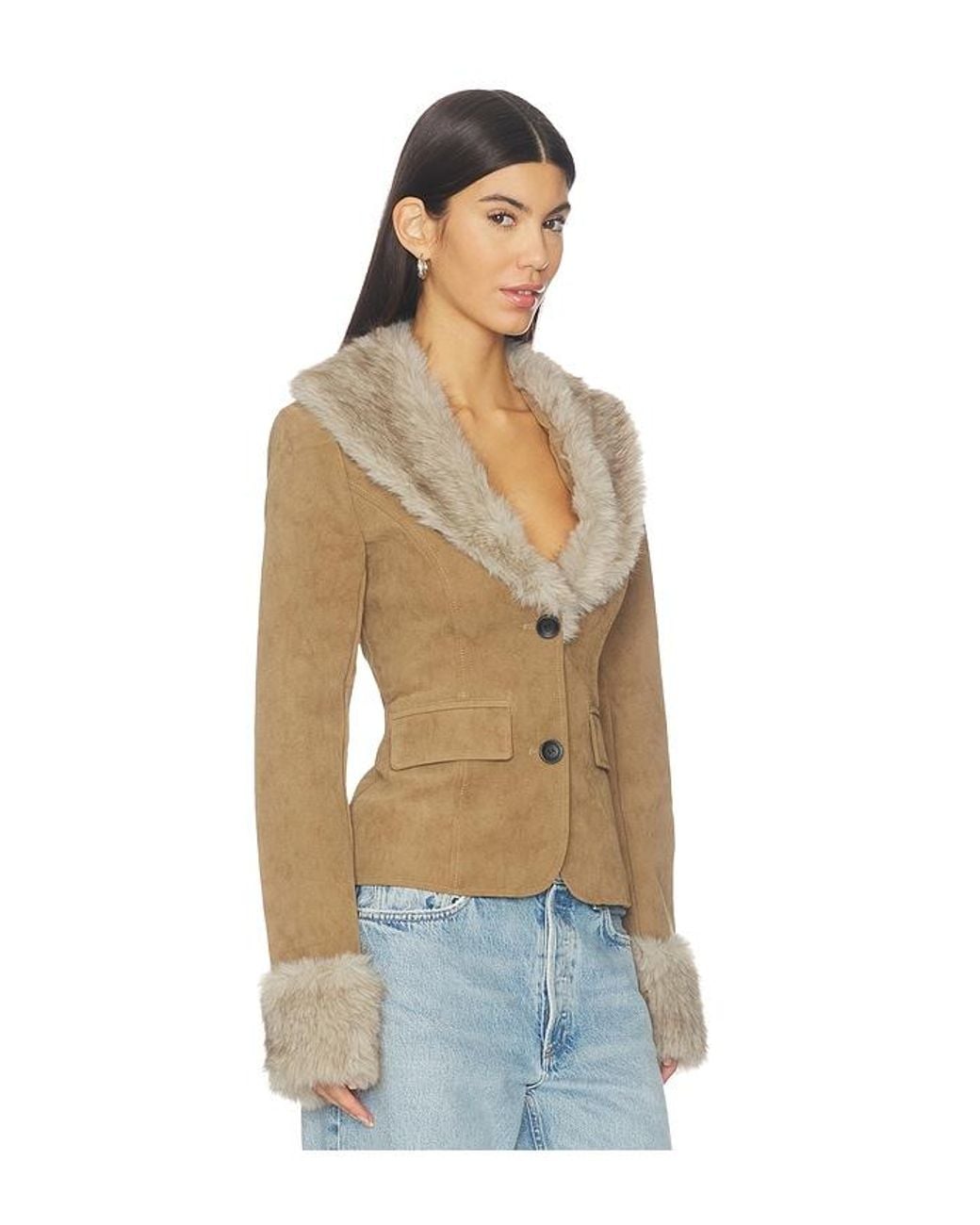 MORE TO COME Blue Johnson Faux Fur Jacket