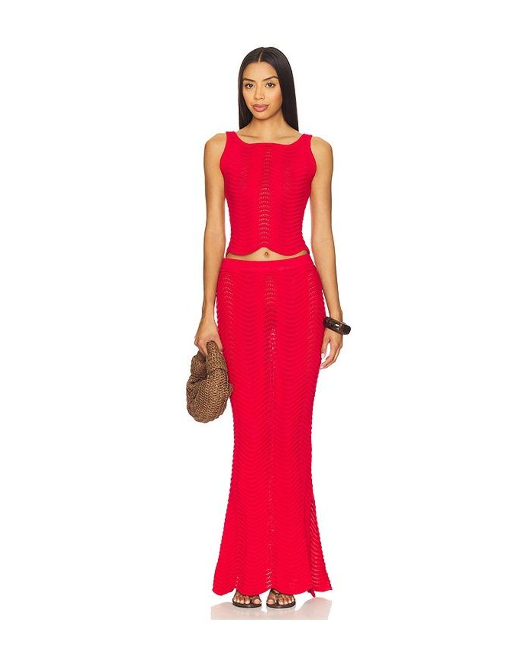 Cin Cin Red Arc Knit Top