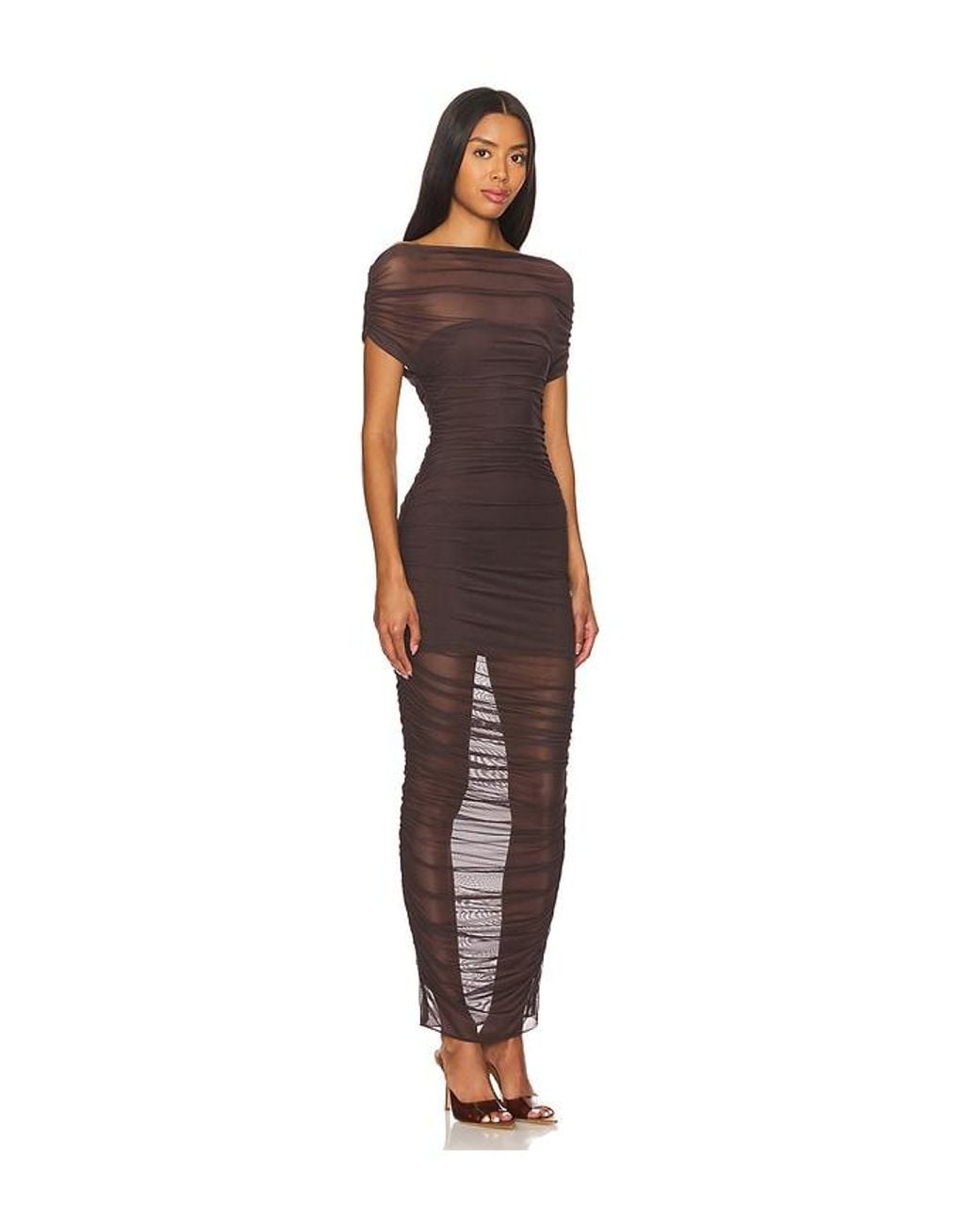 SER.O.YA Multicolor Noel Off Shoulder Mesh Midi Dress