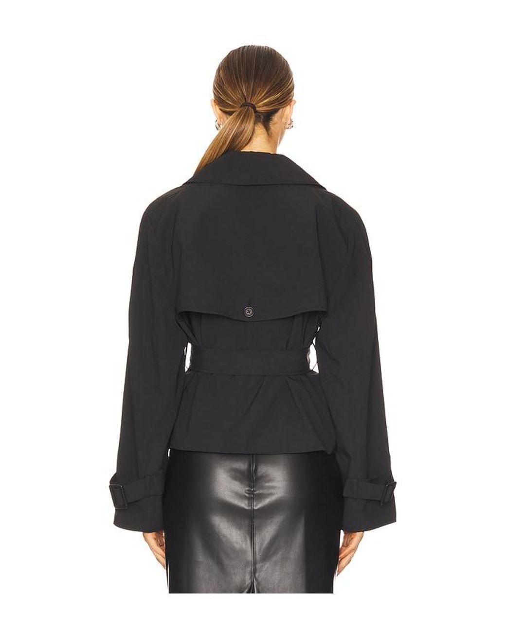 Lamarque Black Quinn Cropped Trenchcoat