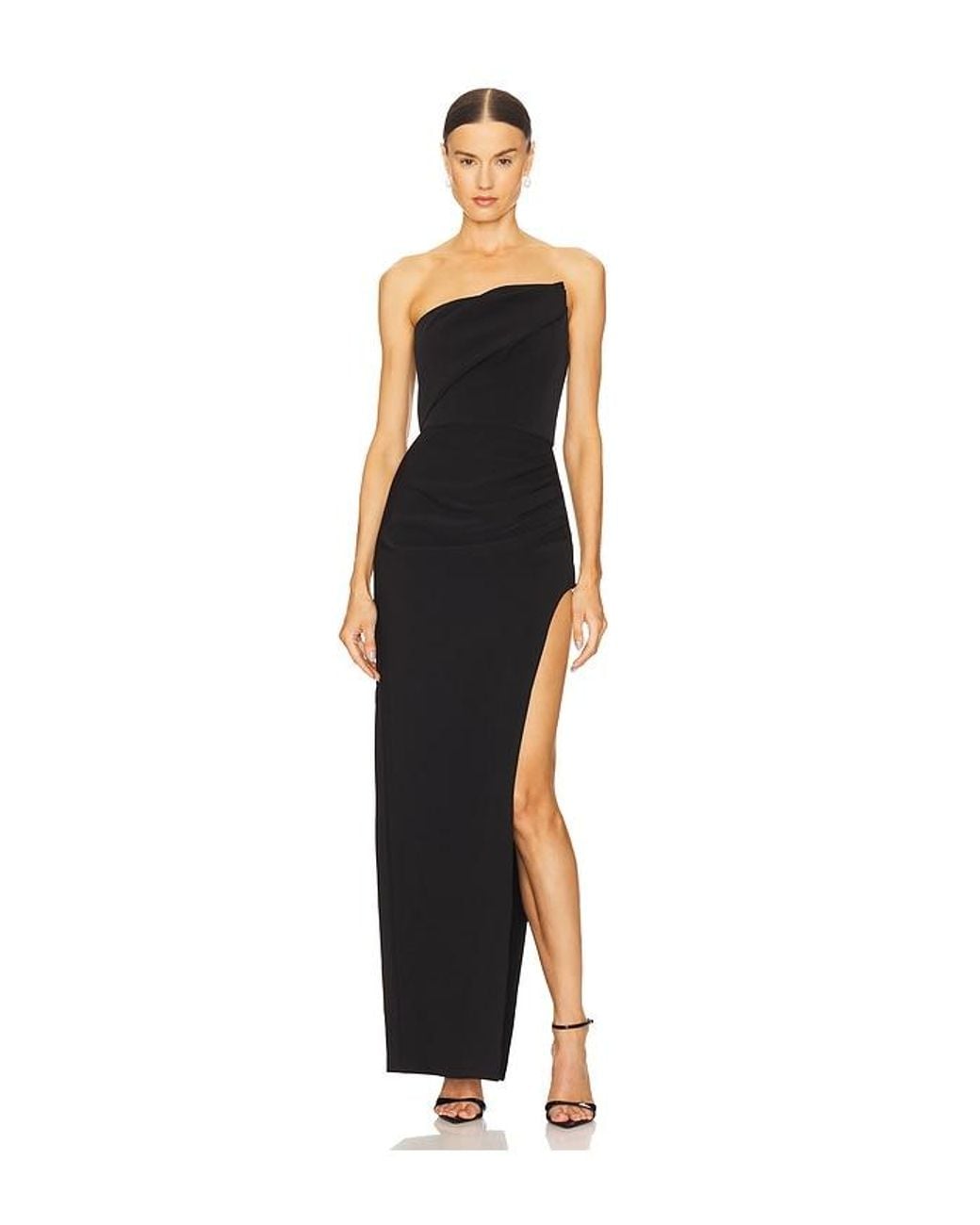 Nbd Black Asymmetric Crepe Maxi Dress