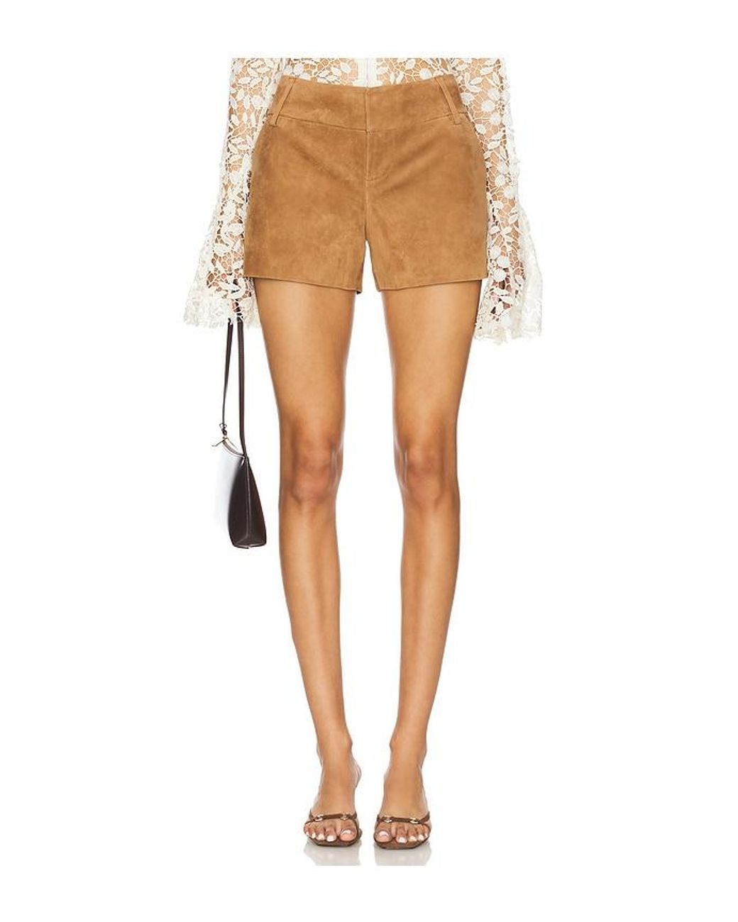 Alice + Olivia Cady Suede Short in White | Lyst