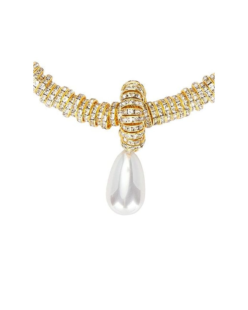 Julietta Metallic Pearl Drop Necklace