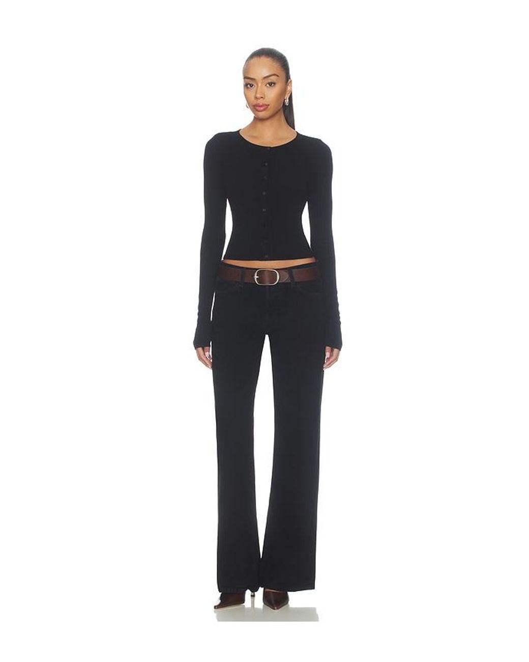 Enza Costa Black Silk Rib Essential Cardigan