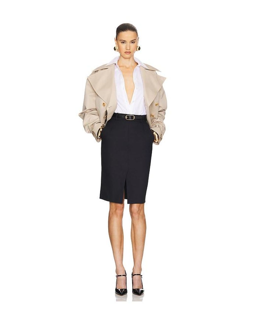 Trenca Recortada Oversized En Color Bronce Talla (También En M, S, Xl, Xs) Helsa de color Natural