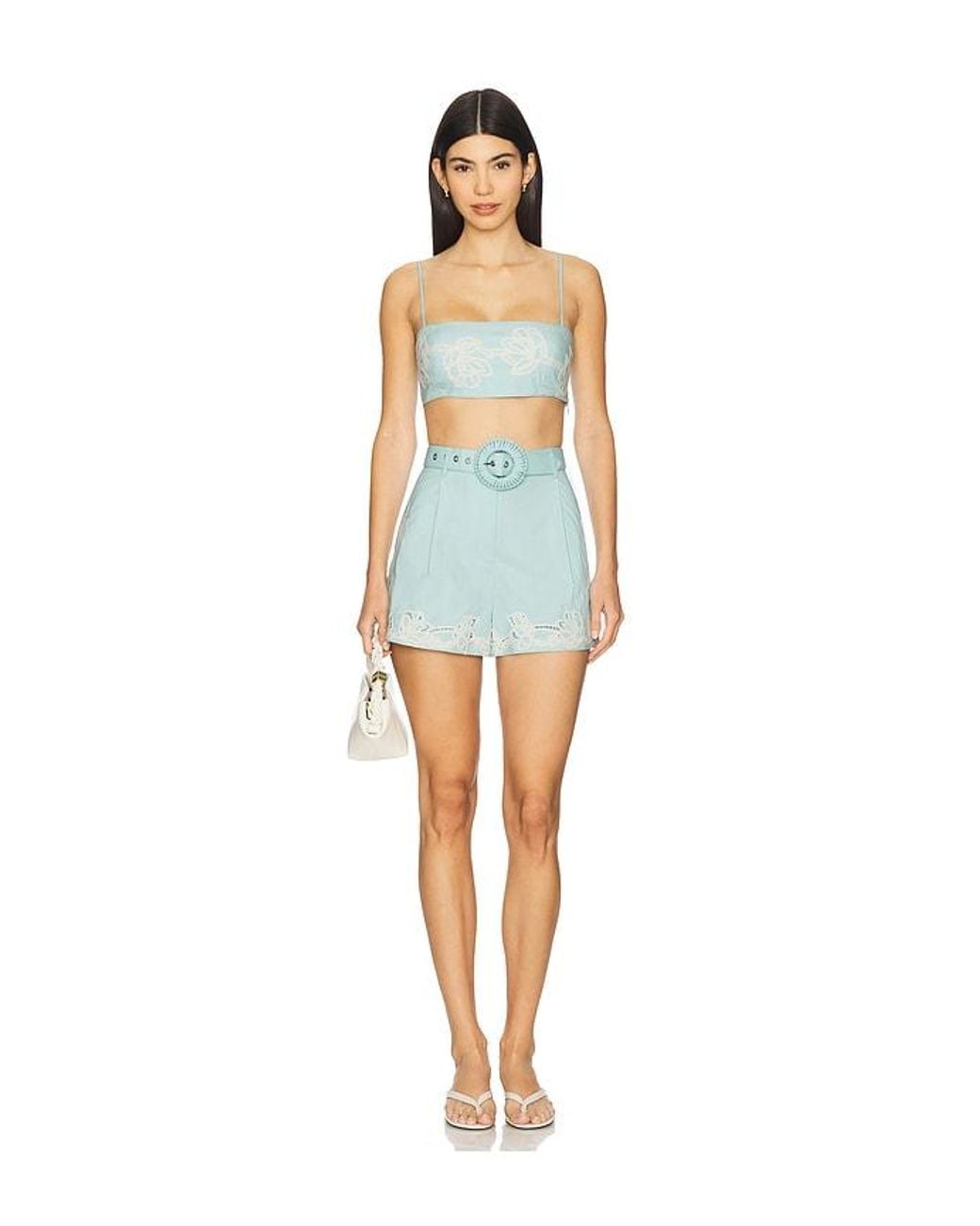 Hemant & Nandita Blue X Revolve Shorts With Buckle Belt