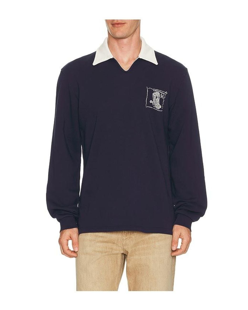 Palmes Blue Boot Open Rugby Shirt for men