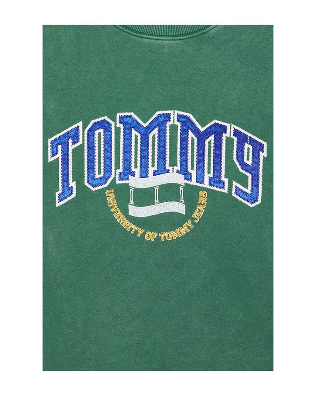 Tommy Hilfiger Green Relaxed Varsity Crest Crewneck Sweatshirt for men